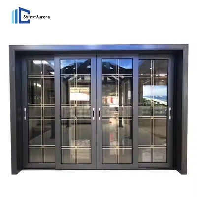Portas deslizantes de vidro de baixo E para uso comercial / residencial, portas deslizantes externas dobráveis com fechadura