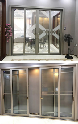Porta deslizante de alumínio à prova de intempéries com vidro duplo